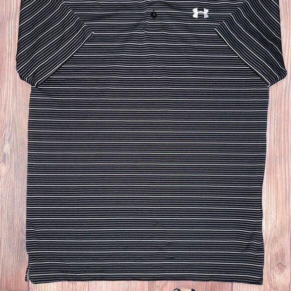Men’s Under Armour Small Black Striped Polo Shirt - Picture 2 of 6